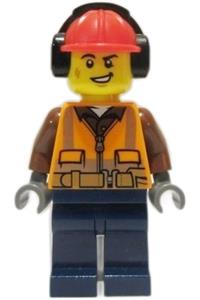 Preowned LEGO® Minifigure – Town cty1317 Construction Worker Male Orange Safety Vest Reflec