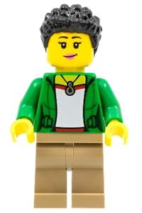 Preowned LEGO® Minifigure – Town cty1321 Stuntz Spectator Female Green Jacket Dark Tan Legs