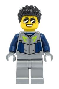 Preowned LEGO® Minifigure – Town cty1329 Duke DeTain Stuntz Driver Dark Blue and Flat Silve