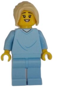 Preowned LEGO® Minifigure – Town cty1347 Mother Bright Light Blue Hospital Gown Tan Hair