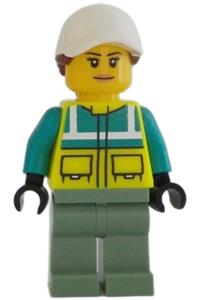 Preowned LEGO® Minifigure – Town cty1349 Ambulance Driver Female Dark Turquoise and Neon Ye