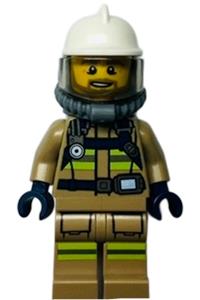 Preowned LEGO® Minifigure – Town cty1359 Fire Reflective Stripes Dark Tan Suit White Fire H