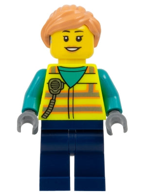 LEGO® Minifigure Town cty1677 Airport Worker Female Neon Yellow Safety Vest w/Ra