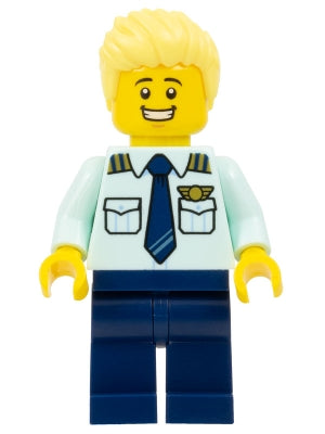 LEGO® Minifigure Town cty1679 Passenger Plane Pilot Male Light Aqua Uniform Shir