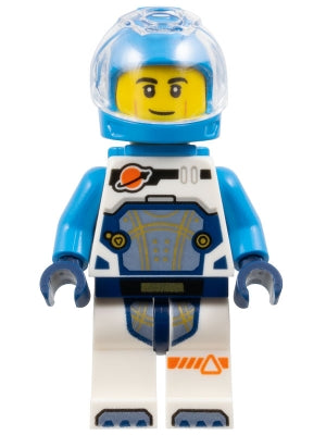 Preowned LEGO® Minifigure – Town cty1697 Astronaut - Male, White Spacesuit with Dark Azure Arms, Dark Azure Helmet, Trans
