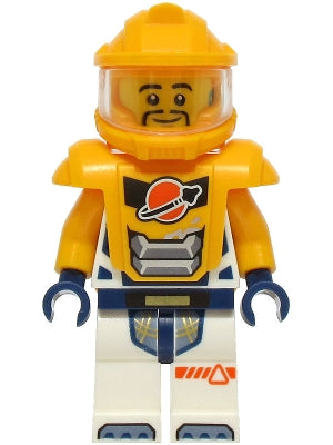 Preowned LEGO® Minifigure – Town cty1745 Astronaut - Male, White Spacesuit with Bright Light Orange Arms, Bright Light Or