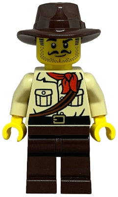 Preowned LEGO® Minifigure – Town cty1765 City Jungle Explorer - Tan Shirt, Dark Brown Legs and Fedora