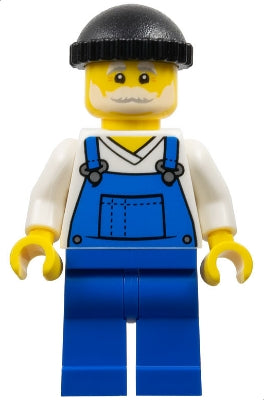 Preowned LEGO® Minifigure – Town cty1799 Fisherman - Black Knit Cap, Blue Overalls