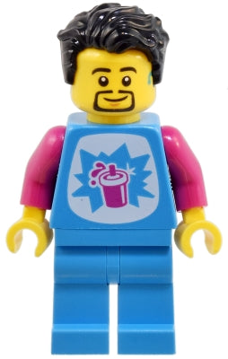 Preowned LEGO® Minifigure – Town cty1804 Robot World Slushy Vendor - Male, Dark Azure Shirt and Legs, Black Hair