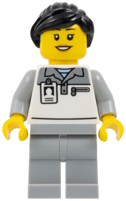 Preowned LEGO® Minifigure – Town cty1835 (Formula 1 Mechanic - Female, Light Bluish Gray and White Polo Shirt, Light Bluish G