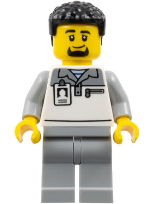 Preowned LEGO® Minifigure – Town cty1839 (Formula 1 Transport Truck Driver - Male, Light Bluish Gray and White Polo Shirt, Li