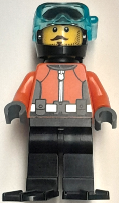 Preowned LEGO® Minifigure – Town cty1872 (Diver - Male, Reddish Orange Wetsuit, Black Legs, Helmet, Air Tanks and Flippers, T