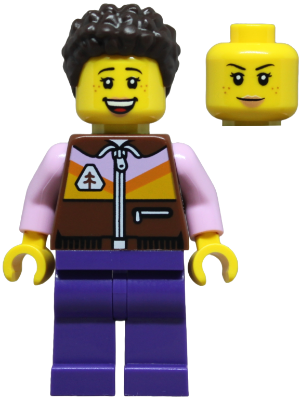 Preowned LEGO® Minifigure – Town cty1879 (Mom - Reddish Brown Jacket, Dark Purple Legs, Dark Brown Hair)