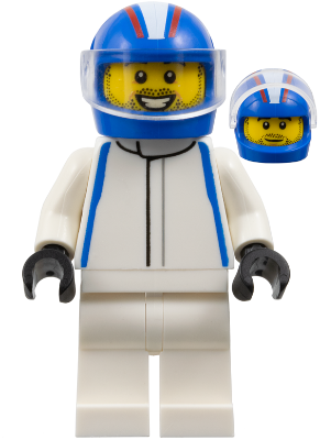 Preowned LEGO® Minifigure – Town cty1881 (Formula 1 Driver, VCARB - Male, White Racing Suit, Blue Helmet, Trans-Clear Visor, 