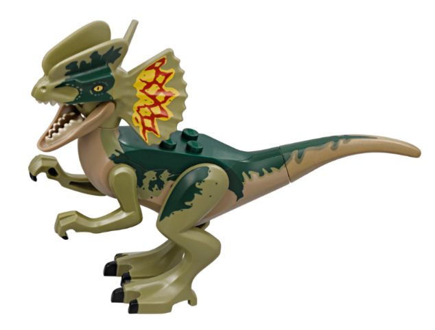 LEGO® Dinosaur Dilophosaurus First Version with Olive Green Head, Arms, and Legs dilo02