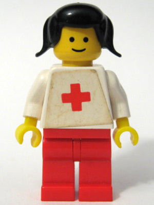 LEGO® Minifigure Town doc013s Doctor Plain White w/Red Cross Torso Sticker Red L