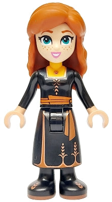 Preowned LEGO® Minifigure – Disney dp192 Anna - Black Dress, Narrow Smile