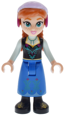 Preowned LEGO® Minifigure – Disney dp209 (Anna - Blue Skirt, Black Boots and Black Top, Light Aqua Sleeves, Narrow Smile)