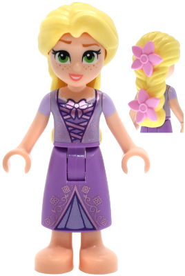 Preowned LEGO® Minifigure – Disney dp225 (Rapunzel - Mini Doll, 2 Bright Pink Flowers, Metallic Pink Laced Dress)