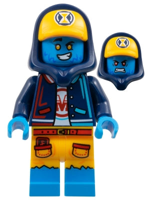 Preowned LEGO® Minifigure – DREAMZzz drm060 Logan - Dark Blue Hoodie, Bright Light Orange Cap