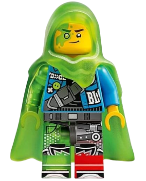Preowned LEGO® Minifigure – DREAMZzz drm086 (Mateo - Dark Azure Jacket, Trans-Bright Green Cape with Hood)