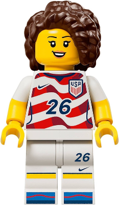 LEGO® Minifigure edi008 - Soccer Player - Female, US Team, Stripes Jersey
