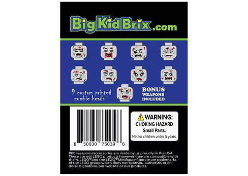 Zombie Heads Pack with bonus accessories- 9 Piece Set
