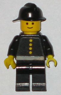 LEGO® Minifigure Town fire005s Fire Torso Sticker w/4 Buttons Black Fire Helmet