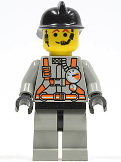 LEGO® Minifigure Town fire008 Fire - City Center 3, Light Gray Legs with Black Hips, Black Fire Helmet