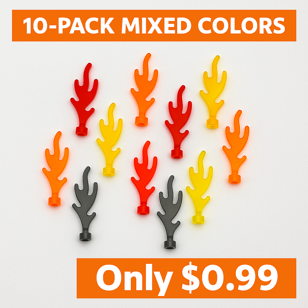 LEGO® Castle / Dragon Flame 10-Pack – Mixed Colors Value Set (Part 6126b)