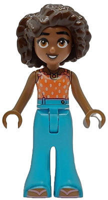 Preowned LEGO® Minifigure – Friends frnd0773 (Friends Aliya - Coral Halter Top, Medium Azure Trousers Bell-Bottoms, Metallic 