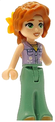 Preowned LEGO® Minifigure – Friends frnd0777 (Friends Autumn - Lavender Sleeveless Jacket with Flowers, Sand Green Trousers B