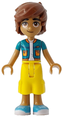 Preowned LEGO® Minifigure – Friends frnd0778 (Friends Leo - Dark Turquoise Jacket, Yellow Cropped Trousers, Medium Azure Shoe