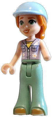 Preowned LEGO® Minifigure – Friends frnd0779 (Friends Autumn - Lavender Sleeveless Jacket with Flowers, Sand Green Trousers B
