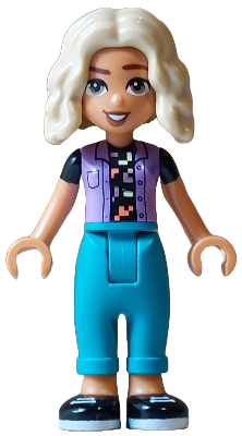 Preowned LEGO® Minifigure – Friends frnd0793 (Friends Nova - Medium Lavender Vest over Black Shirt, Dark Turquoise Trousers, 