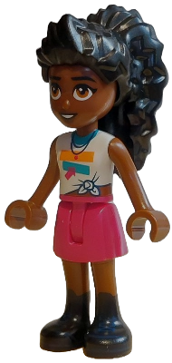 Preowned LEGO® Minifigure – Friends frnd0820 (Friends Elsa D - White Knotted Sleeveless Shirt, Magenta Skirt, Black Boots)