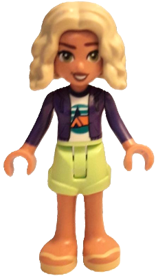 Preowned LEGO® Minifigure – Friends frnd0821 (Friends Nova - Dark Purple Hoodie, White Shirt with Tent, Yellowish Green Short