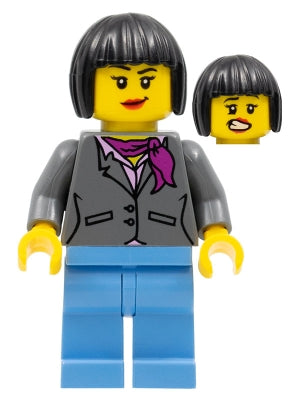 Preowned LEGO® Minifigure – LEGO® Brand gen062 Dark Bluish Gray Jacket w/Magenta Scarf Medi