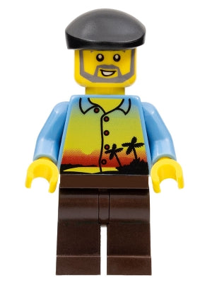 Preowned LEGO® Minifigure – LEGO® Brand gen063 Sunset and Palm Trees Dark Brown Legs Black