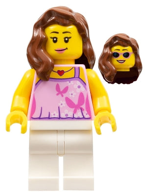 Preowned LEGO® Minifigure – LEGO® Brand gen082 Woman Bright Pink Top w/Butterflies and Flow