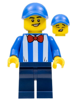 Preowned LEGO® Minifigure – LEGO® Brand gen160 NEWsstand Worker Blue Cap Striped Shirt Red