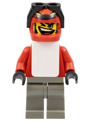 Preowned LEGO® Minifigure – Sports gg005 Snowboarder Red Shirt Dark Gray Legs White Vest