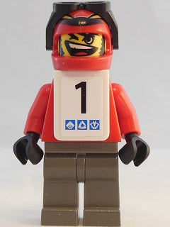 Preowned LEGO® Minifigure – Sports gg005s Snowboarder Red Shirt Dark Gray Legs White Vest N