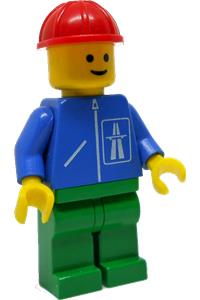 Preowned LEGO® Minifigure – Town hgh008 Highway Pattern Green Legs Red Construction Helmet