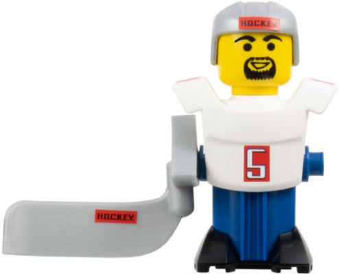 Preowned LEGO® Minifigure – Sports hky012s McDonald's Sports Hockey Player - White Torso and Blue Base with Stickers