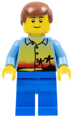 Preowned LEGO® Minifigure – Holiday & Event hol017 Sunset and Palm Trees Male Blue Legs Red