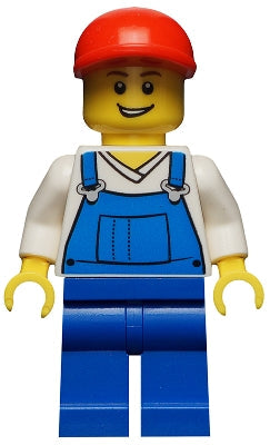 Preowned LEGO® Minifigure – Holiday & Event hol019 Overalls Blue over V-Neck Shirt Blue Leg