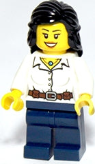 Preowned LEGO® Minifigure – Holiday & Event hol027 Female White Blouse w/Belt Dark Blue Leg