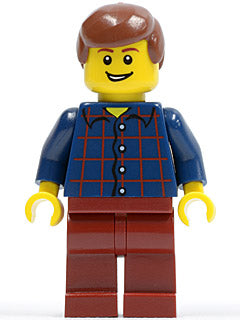 Preowned LEGO® Minifigure – Holiday & Event hol030 Plaid Button Shirt Dark Red Legs Reddish