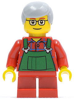 Preowned LEGO® Minifigure – Holiday & Event hol033 Overalls Farmer Green Short Red Legs Gla